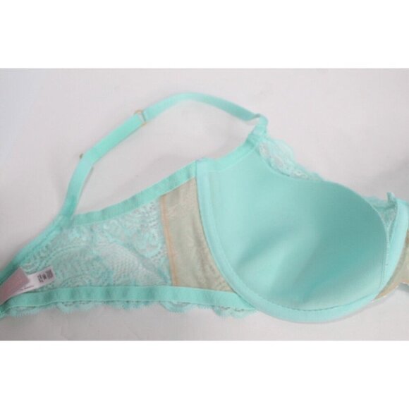 Victoria Secret Very Sexy 38D Boho Robin Egg Blue Cream Lace Padded Push Up Bra - Picture 9 of 14